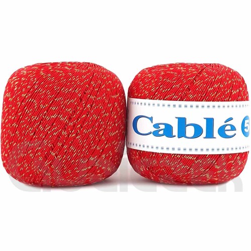 Kordonek Cable 5 czerwony ze złotym 008-G