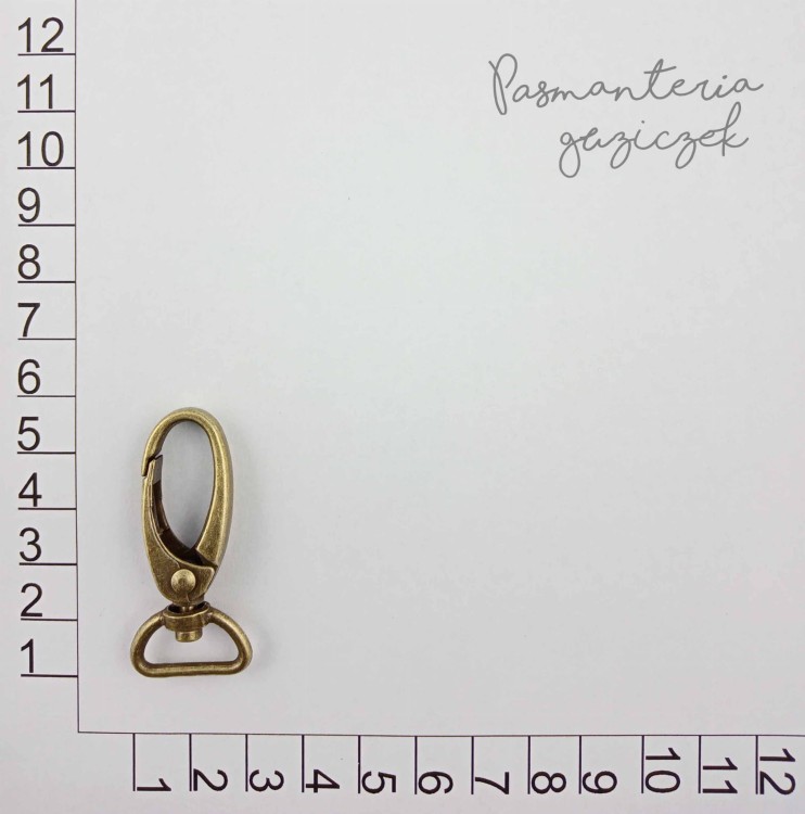 Karabińczyk 15mm stare złoto