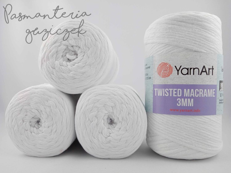 YarnArt twisted macrame 3mm 751 biały