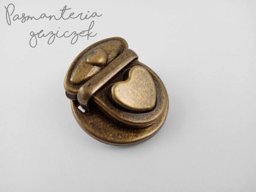 Zapięcie do torby 30x30 mm stare złoto wsuwane