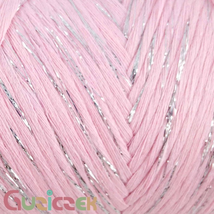 YarnArt twisted macrame 3mm lurex 762 jasny róż