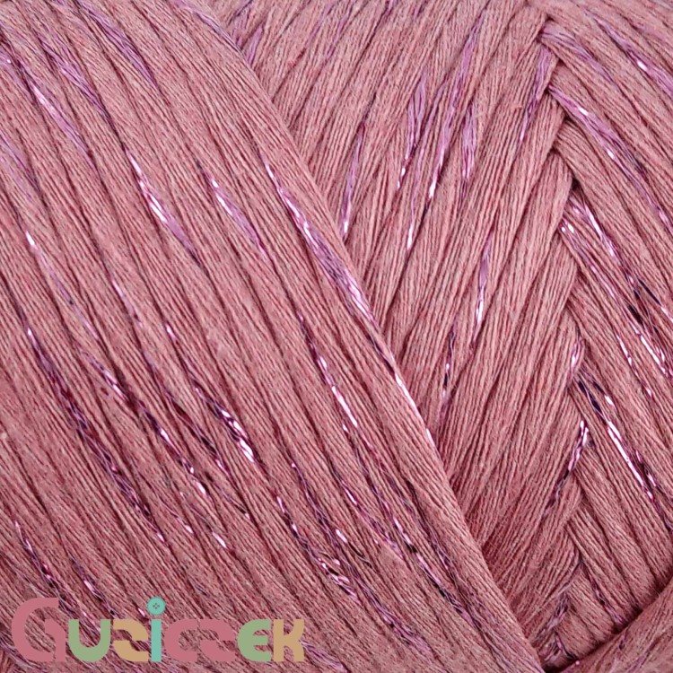 YarnArt twisted macrame 3mm lurex 792 brudny róż