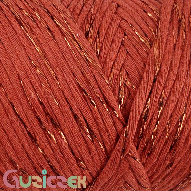 YarnArt twisted macrame 3mm lurex 785 cegła