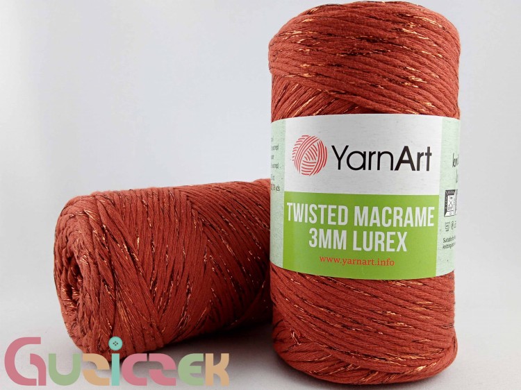 YarnArt twisted macrame 3mm lurex 785 cegła