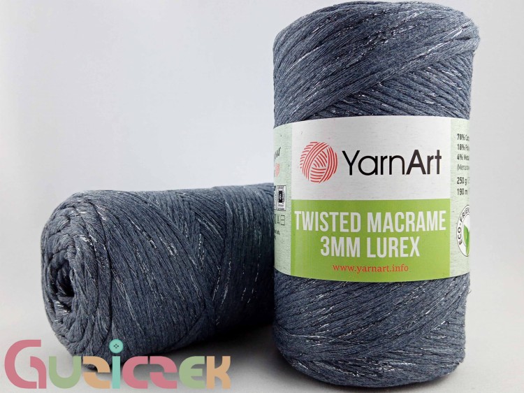 YarnArt twisted macrame 3mm lurex 761 jeans