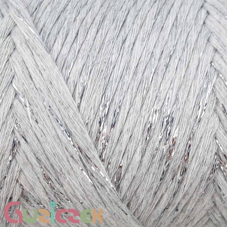 YarnArt twisted macrame 3mm lurex 756 popielaty