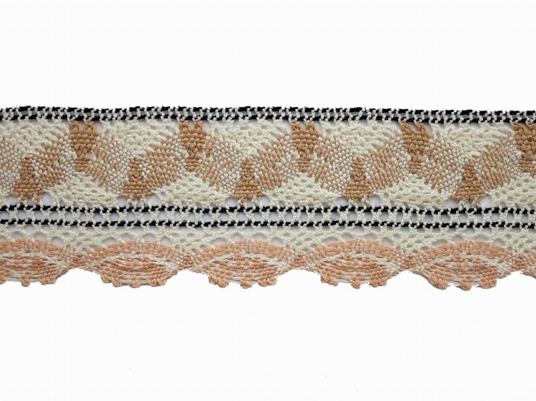 Koronka bawełniana 5cm beżowo-czarna