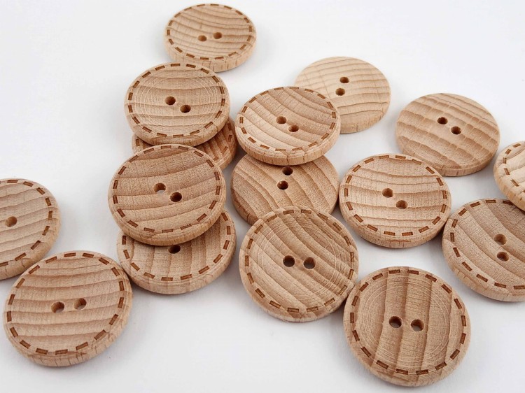 Guzik drewniany 22mm surowy