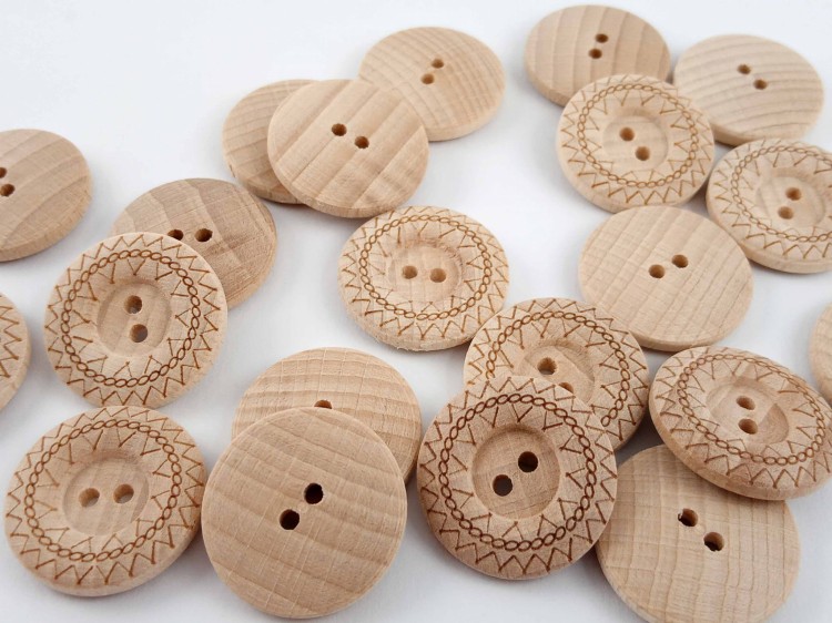 Guzik drewniany 22mm surowy