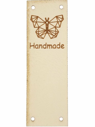 Handmade z motylem, jasny beż