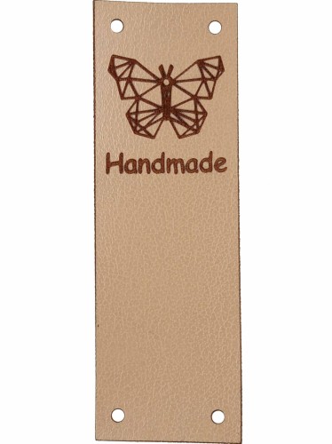 Handmade z motylem, ciemny beż