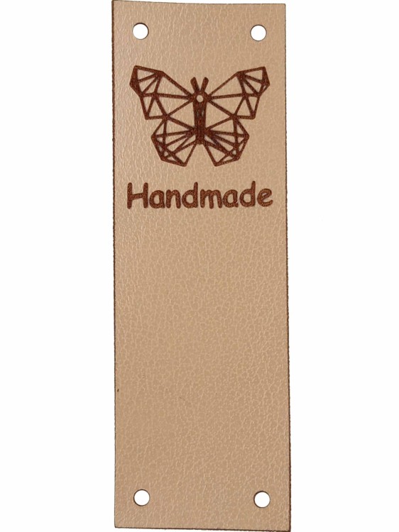 Handmade z motylem, ciemny beż