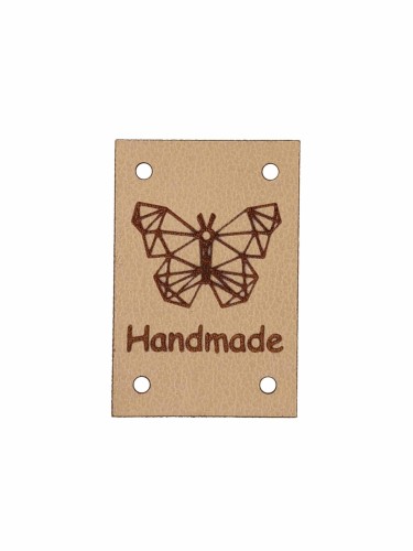 Handmade z motylem, ciemny beż