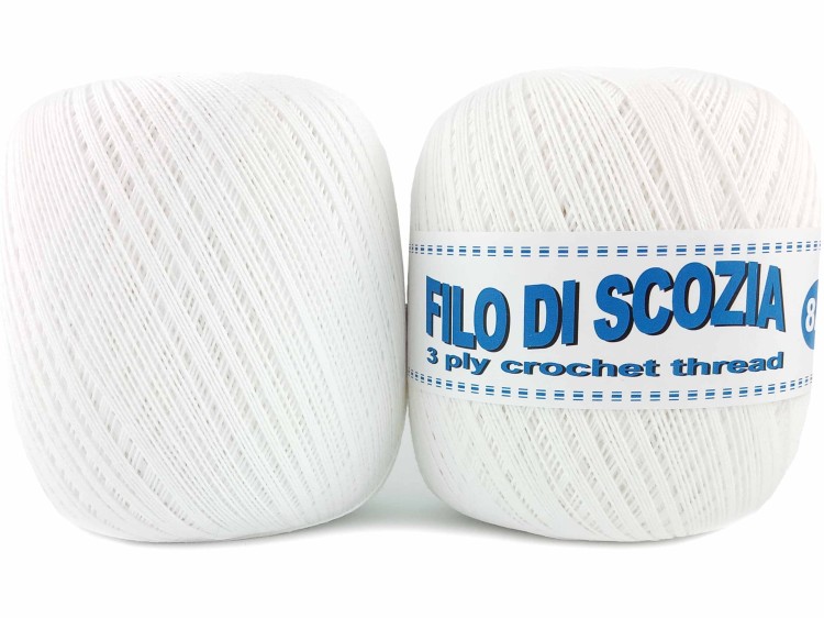 Kordonek Filo di Scozia 8/3 biały 001