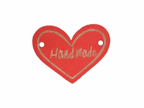 Naszywka drewniana Handmade serce 2x3 czerwony